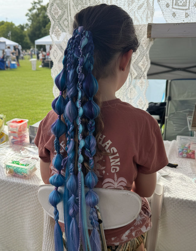 Festival Mixed Bubble & Braid ponytail extension 🔥✨Mermaid