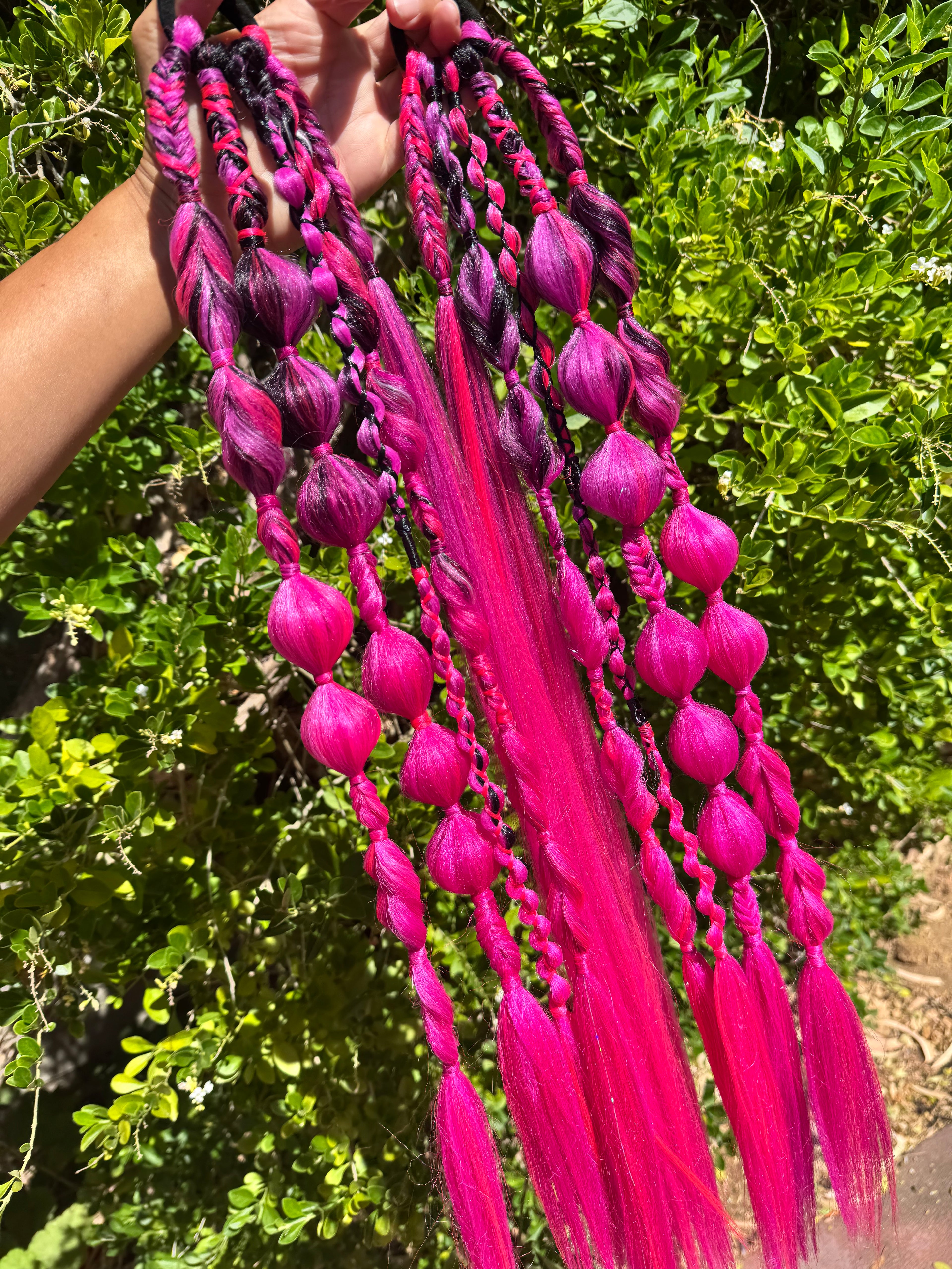 ✨🔥 Festival Rave Braid Set – Mixed Bubble & Braids 🔥✨ pink based