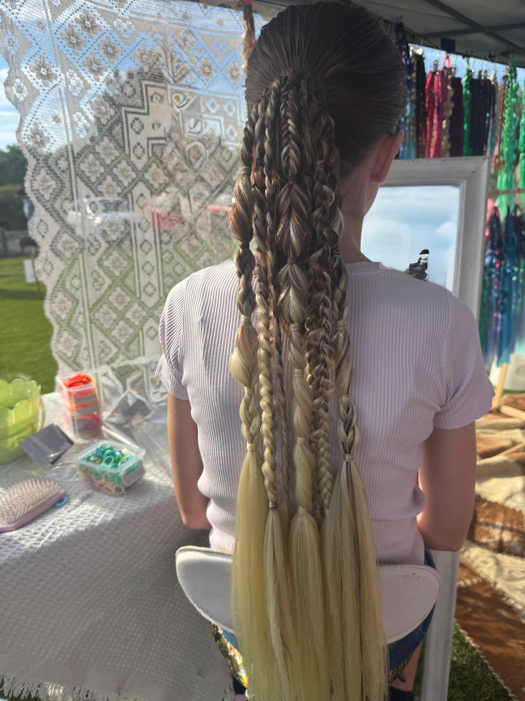 Brown to Blonde Ombré Festival Rave Braid | Large Single ponytail extension ✨🤍
