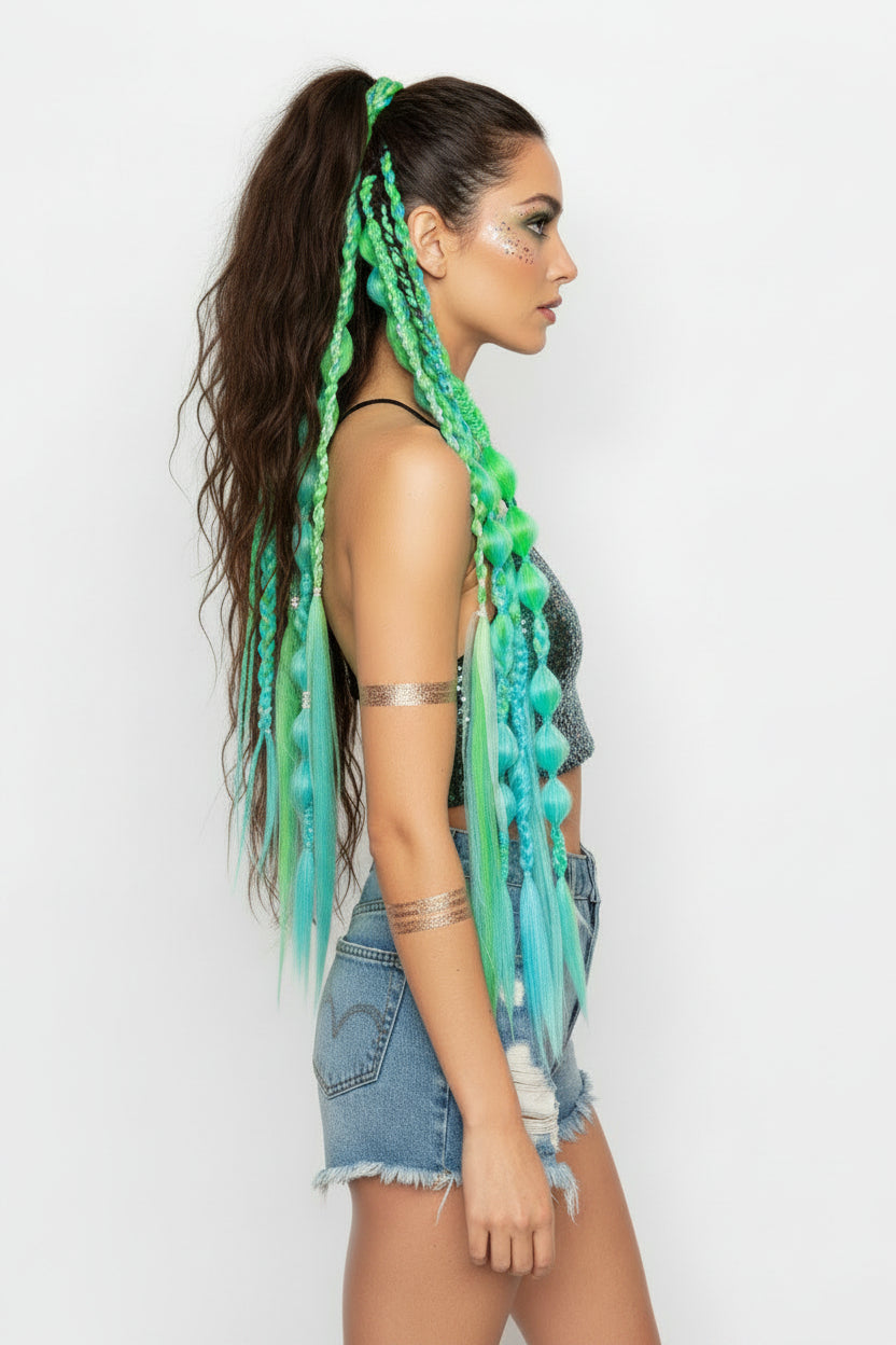 Festival mixed Bubble & Braids ponytail extension 🔥✨ Earth Angel