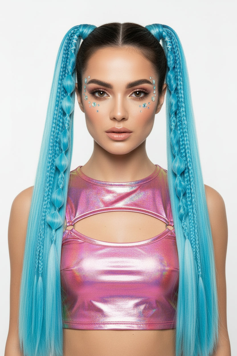 Festival Mixed Bubble & Braid ponytail extension 🔥✨Oceana