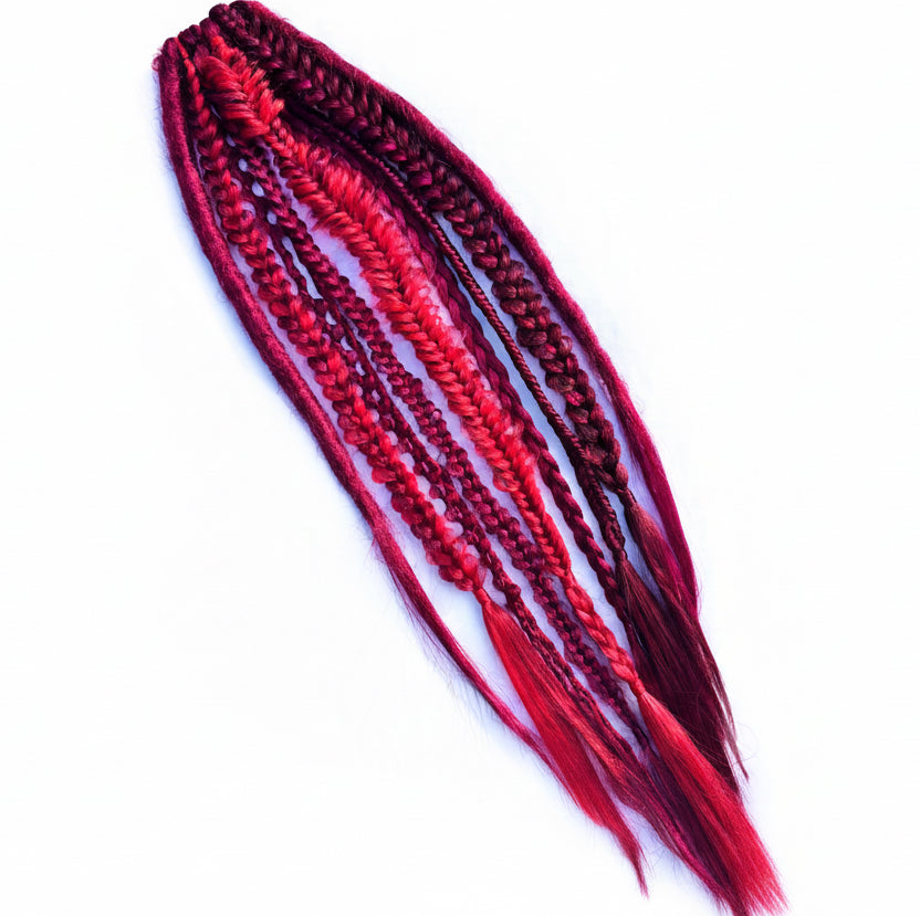 Phoenix - Mixed red Bohemian tie in ponytail  image 0