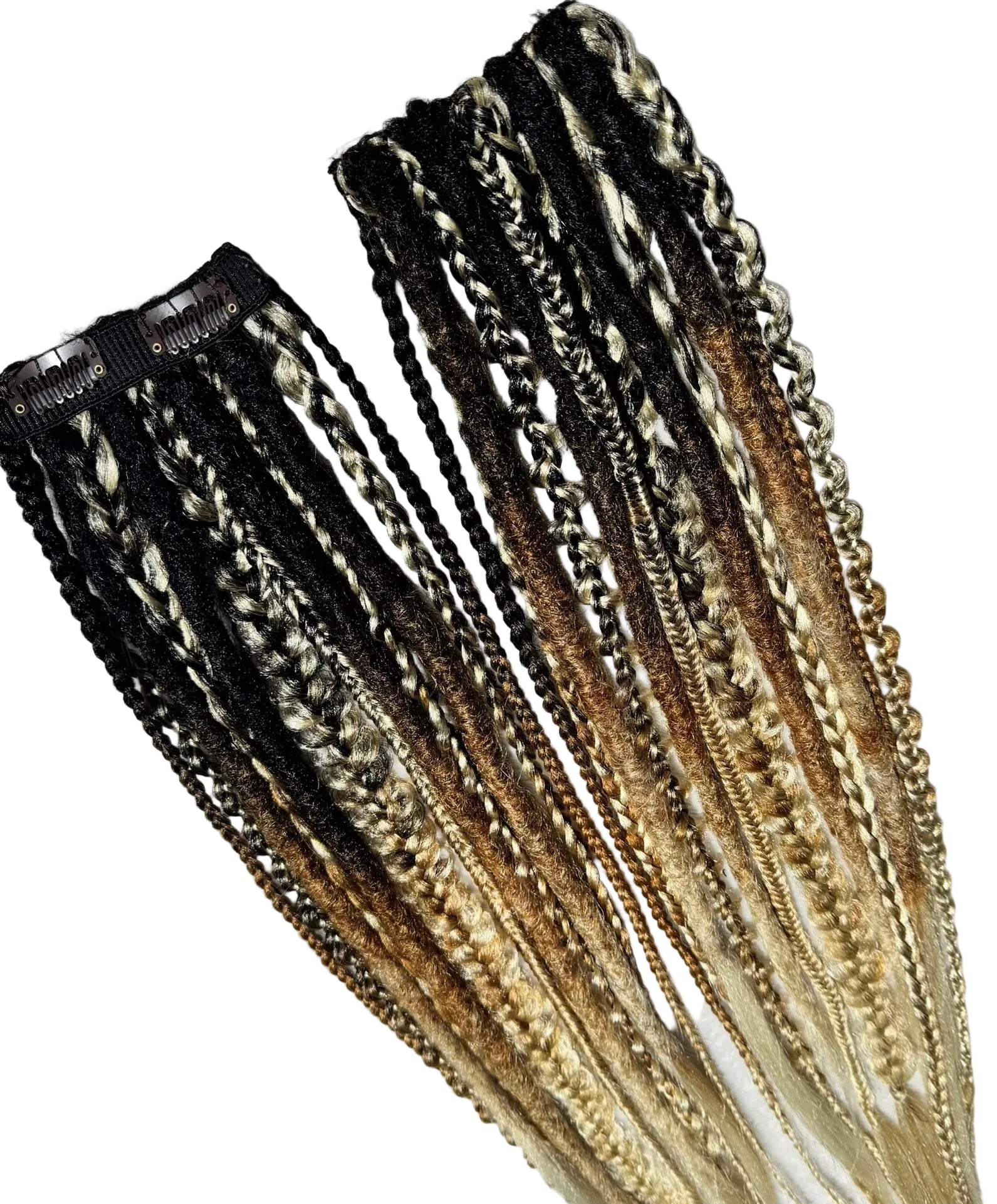 Dready clip-in Extensions - boho mix ombre - 12 strand  image 1